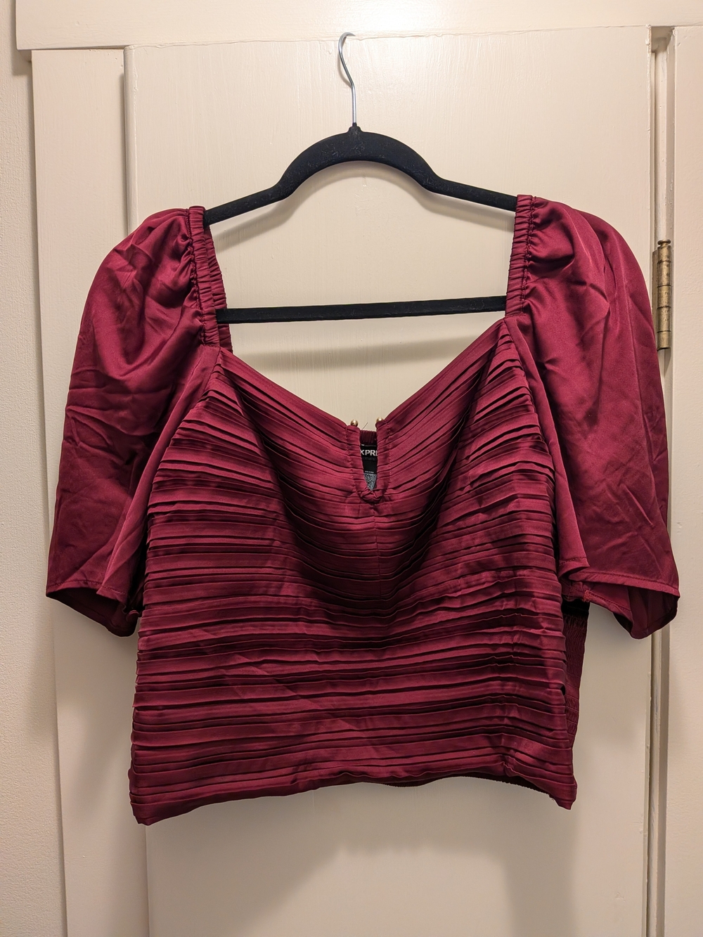 Express Burgundy Pleated Flutter Sleeve Blouse XL
